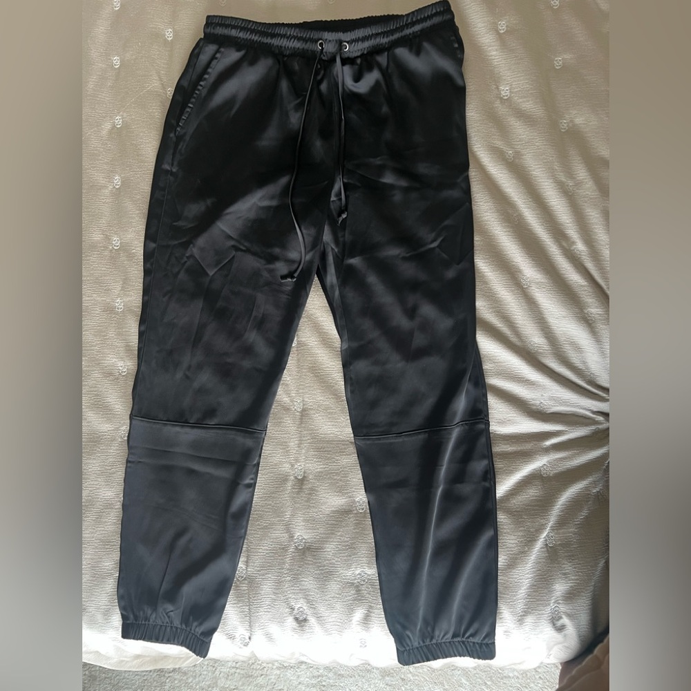 Black Satin Socialite Joggers